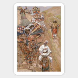 Rebecca Meets Isaac by the Way by James Tissot Sticker